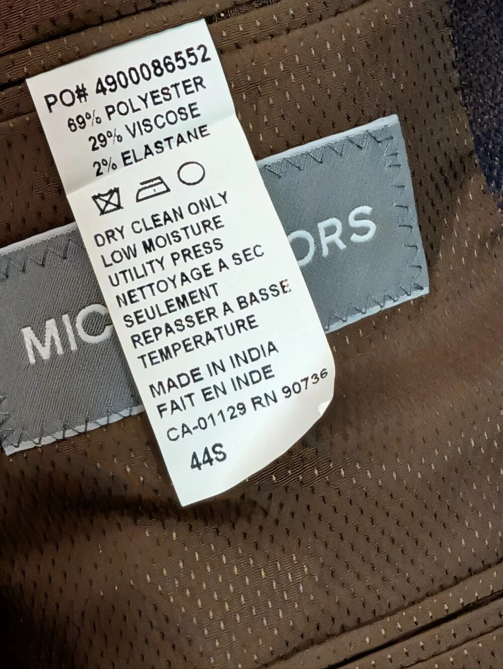 Michael Kors Men's Plaid Sport Coat Blazer Jacket Blue Brown Check Size 44 S